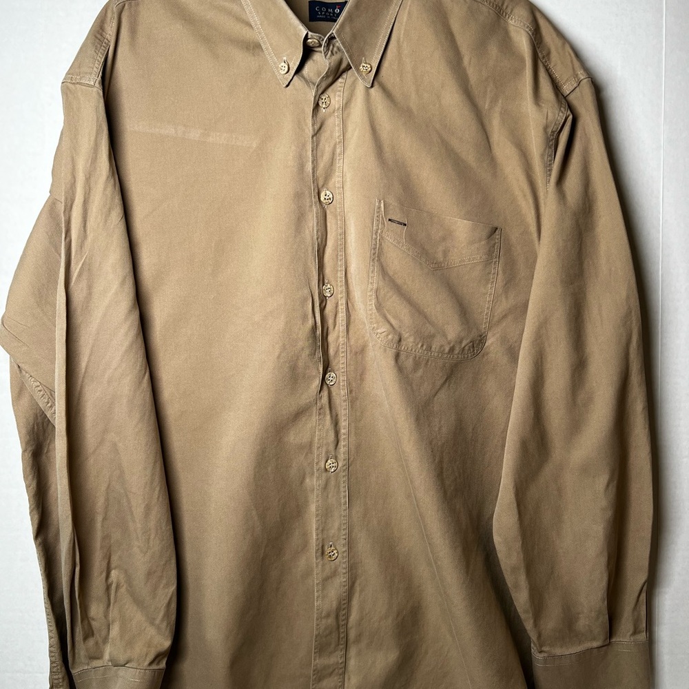 Como Sport Vintage Long-sleeve Button Down Shirt (XL)(Tan)